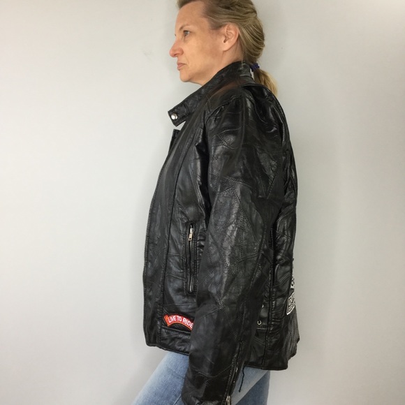 Vintage Buffalo Leather Eagle Patch biker jacket - Picture 2 of 16